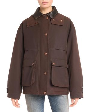 Acne Studios Leather Trim Field Jacket - Brown