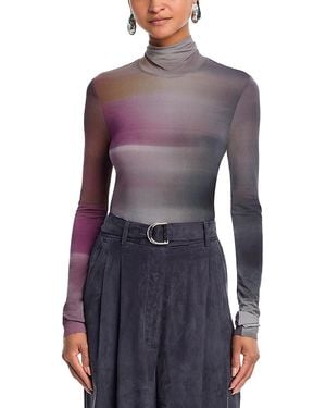 Helmut Lang Ombre Long Sleeve Turtleneck Top - Purple