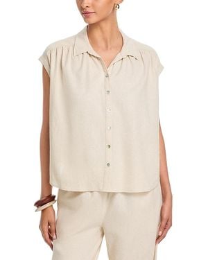 SINGLE THREAD Short Sleeved Button Front Camp Shirt - White