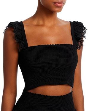 Peixoto Mariel Smocked Crop Top Swim Cover - Up - Black