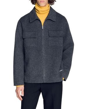 Sandro Dual Pocket Overshirt Jacket - Blue