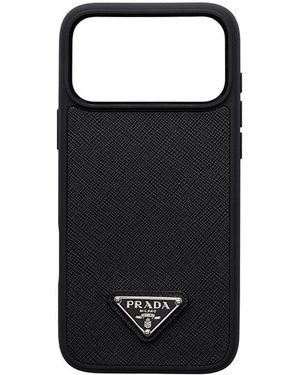 Prada Saffiano Leather Case For Iphone 17 Pro - Black