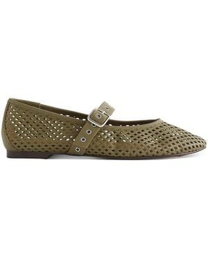 Madewell Remy Diamond Perforated Leather Mary Jane Flats - Green