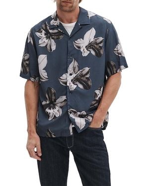 Rag & Bone Avery Short Sleeve Printed Shirt - Blue