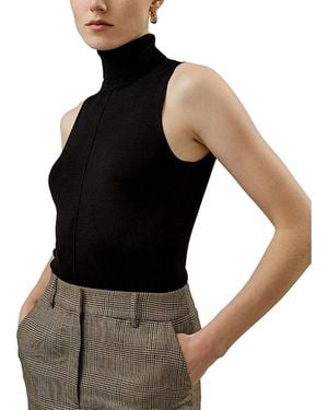 LILYSILK Silk Knitted Turtleneck Sleeveless Top - Black