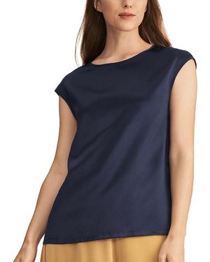 LILYSILK Basic Cap Sleeves Silk Tee - Blue