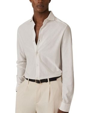 Reiss Hayes Long Sleeve Jacquard Jersey Shirt - Gray