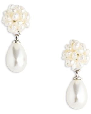 Self-Portrait Imitation Cluster Droplet Earrings - White