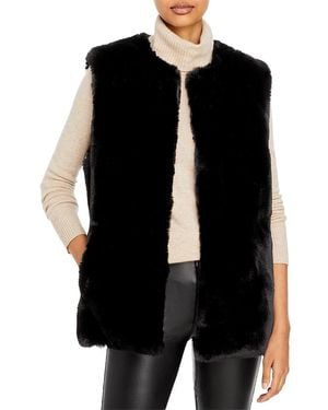 Surell Rex Rabbit Faux Fur Vest - Black