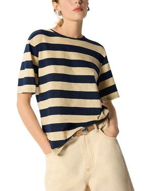 Whistles Wide Striped Cotton Tee - Blue