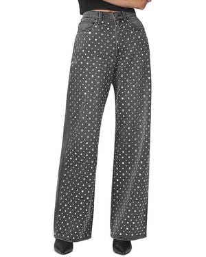 Joe's Jeans The Harlow High Rise Studded Wide Leg Jeans - Gray