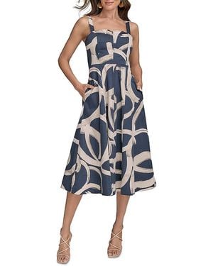 Donna Karan Abstract Print Midi Dress - Blue