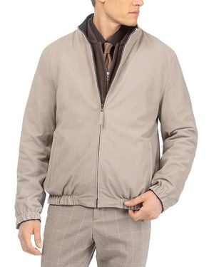 Gorski Nubuck Jacket Reversible To Cashmere & Wool Crafted From Loro Piana - Gray