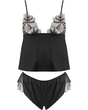 Bluebella Bluebella Sadiya Satin Sheer Cami And Short Set - Black