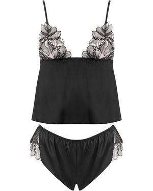 Bluebella Sadiya Satin Sheer Cami And Short Set - Black