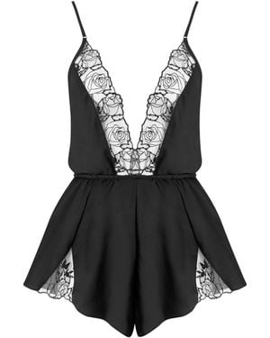 Bluebella Rosalie Luxury Satin Teddy/Sheer - Black