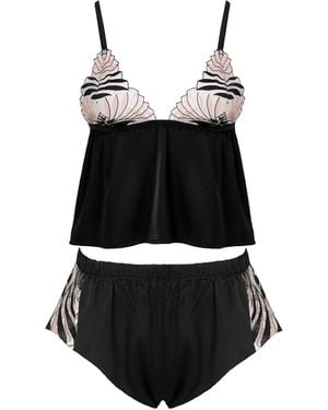 Bluebella Katerine Luxury Satin Cami And Short Set Black/pearl/sheer