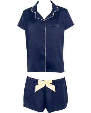 Bluebella Abigail Luxury Satin Short Set/Cream - Blue