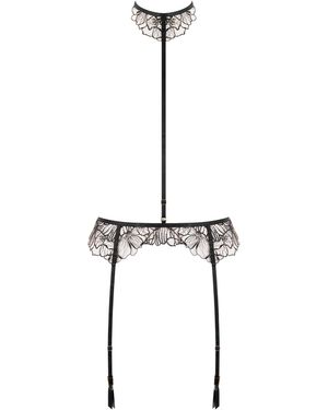 Bluebella Amarosa Garter Belt Harness With Detachable Collar - White