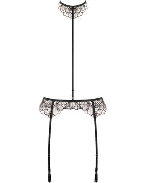 Bluebella Amarosa Suspender Harness With Detachable Collar - White
