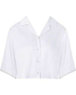 Bluebella Pearl Luxury Satin Shirt/Pearl - White
