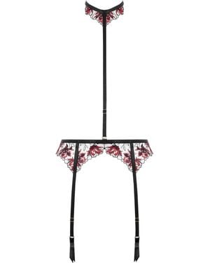 Bluebella Calista Garter Belt Harness/Cherry - White