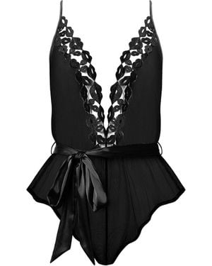 Bluebella Marian Chiffon Embroidered Teddy - Black