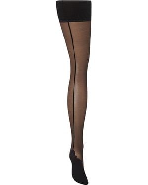Bluebella Back Seam Leg/plain Top Hold Ups Black - Brown