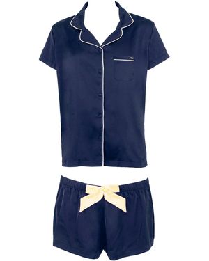 Bluebella Abigail Luxury Satin Short Set/Cream - Blue