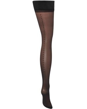 Bluebella Diamante Back Seam Leg/plain Top Stockings Black - Brown