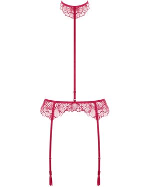 Bluebella Amarosa Suspender Harness With Detachable Collar - Red