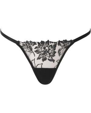 Bluebella Samara Floral Embroidered Sheer Thong - Black