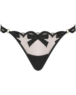 Bluebella Belle Sheer Bow Thong - Black