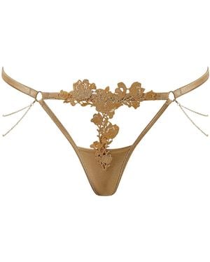 Bluebella Lexi Embroidered Open Front Thong - Weiß