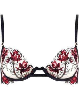 Bluebella Calista Sheer Floral Bra/Cherry - Red