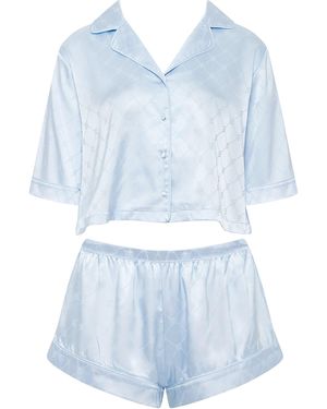 Bluebella Helene Luxury Satin Short Pyjama Set Ice Water - Blue