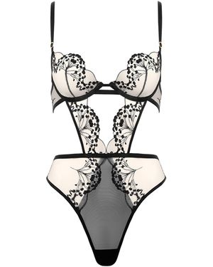 Bluebella Marisa Embroidered Sheer Bodysuit - White
