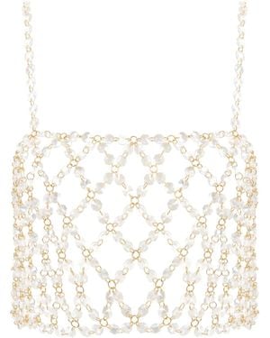 Bluebella Crystal Cami Crop Top Clear - White