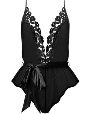 Bluebella Marian Chiffon Embroidered Teddy - Black