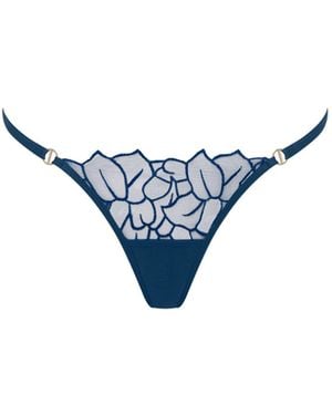 Bluebella Laurel Leaf Embroidered Thong - Blue