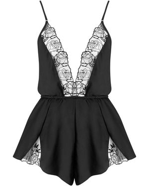 Bluebella Rosalie Luxury Satin Teddy/Sheer - Black
