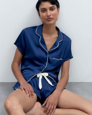 Bluebella Abigail Luxury Satin Short Set/Cream - Blue