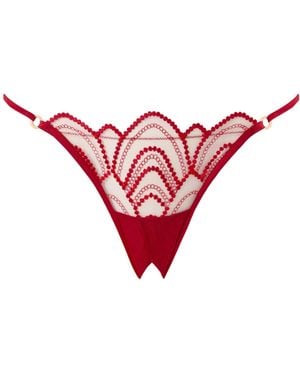 Bluebella Soraya Transparenter, Bestickter Ouvert-Slip, Savvy - Rot
