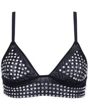 Bluebella Bb X Ashish Silver Diamante Satin And Mesh Soft Bralette - Black