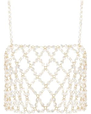 Bluebella Crystal Cami Crop Top Clear - White