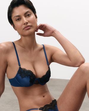 Bluebella Ida Luxury Satin Moulded Bra Peony - Black