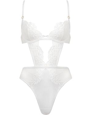 Bluebella Marisa Embroidered Sheer Bodysuit - White