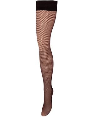 Bluebella Bluebella Fishnet Leg/Plain Top Thigh Highs - White