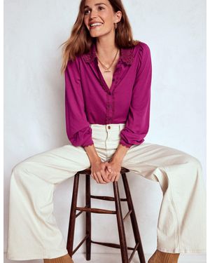 Boden Bluse Mit Spitzenkragen - Lila