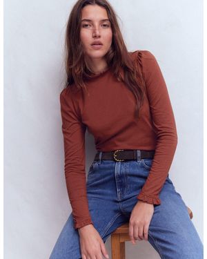 Boden Top Volanté Ultra-Doux-Chocolat Chaud - Rouge